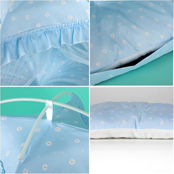 Cat Princess Bed Tent House - Kitty Cute Beds Indoor,Small Dog House Indoor/Outdoor Cave Nest Bed Small Dog Tent for Cat,Puppy Tents (19.6"x19.6"x17.7"/Blue)