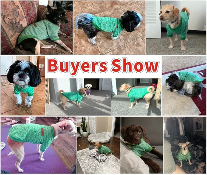 Idepet Pet Dog Classic Knitwear Sweater,Fleece Coat for Small,Medium Dog,Warm Pet Dog Cat Clothes,Soft Puppy Customes (L, Green)