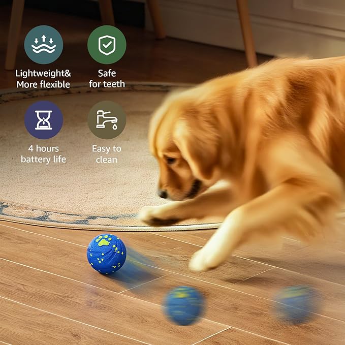 Interactive Dog Toys Balls Moving - Smart Automatic Bouncing Interactive Dog Ball, Durable Pet-Safe E-TPU Material, IPX7 Waterproof, Anti Boredom Dog Toys to Keep Them Busy for Large and Small Dogs