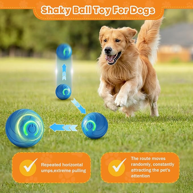 2PCS Shaky Ball Toy for Dogs, Vibrating Dog Ball, USB Rechargeable, Interactive, Automatic Moving, Bouncing, Perfect for Small, Medium, Large Dogs (Small, Swirls)