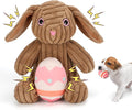 Stuffed Dog Toys Easter Rabbit Dog Toy, Squeaker Plush Dogs Toy with Crinkle Paper, Interactive Durable Puppy Chew Toy Pet Easter Toy with Egg for Small and Medium Dogs