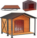 GUTINNEEN Heated Dog House for Outside Insulated Dog House Outdoor Weatherproof with Safe Heated Pad, Chew-Proof Metal Frame and Insulated Liner for Medium to Large Dogs, 41.5" L x 41.4" W x 34.1" H
