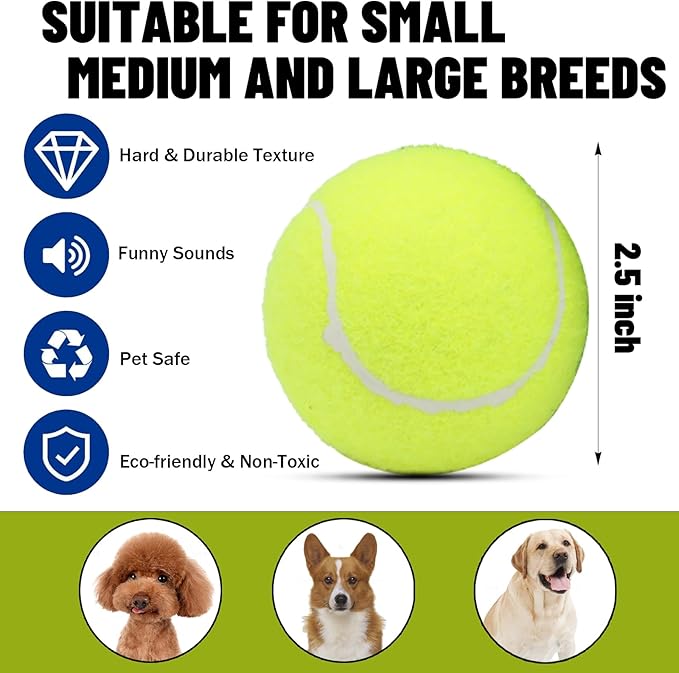 Magicorange Dog Tennis Balls,90 Pack 2.5 inch Floatable Squeaky Tennis Balls for Fetch Exercise, Natural Rubber Squeaky Dog Ball Training Safe (Dark Blue, 2.5inch)
