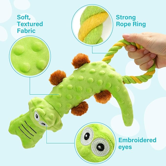 Prime Pets Dog Squeaky Toy, 2 Pack, Tug of War Dog Toys for Small Medium Large Dogs, Interactive Plush Puppy Chew Toy