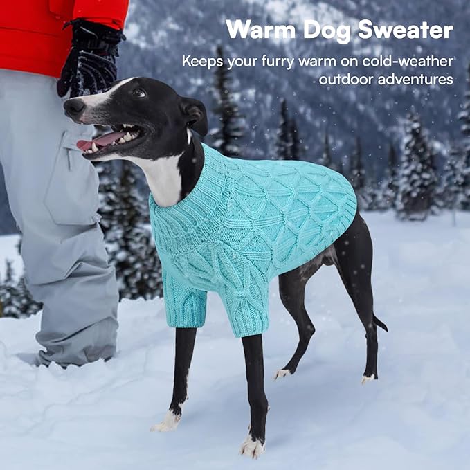 Queenmore Small Dog Sweater,Warm Pullover Dog Sweaters for Small Dogs Boys Girls,Soft Winter Doggie Sweaters,Thick Warm Dogs Clothes for Chihuahua,Dachshund,Yorkie(Lake Blue,S)