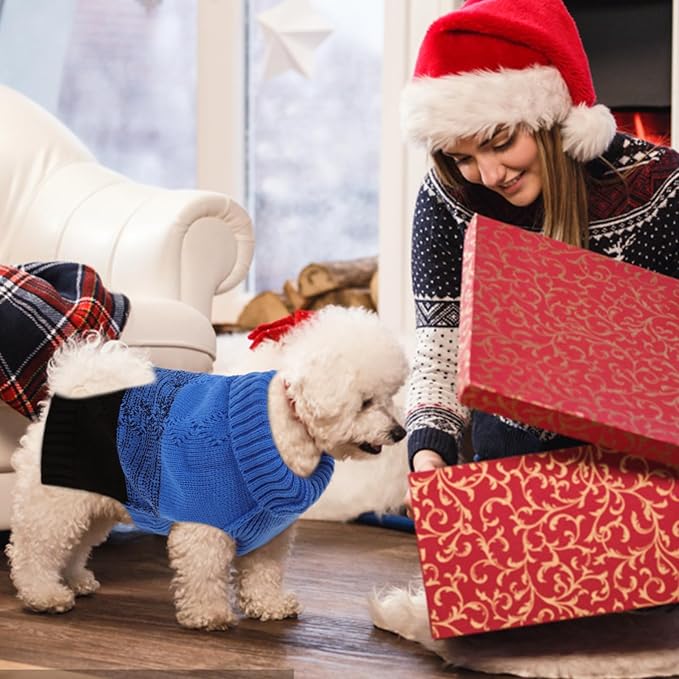 ASENKU Warm Dog Sweater for Small Medium Dogs,Pet Sweaters for Fall Winter Dog Clothing,Thicked Pullover Puppy Cat Turtleneck Sweater for Doggie Chihuahua Clothing