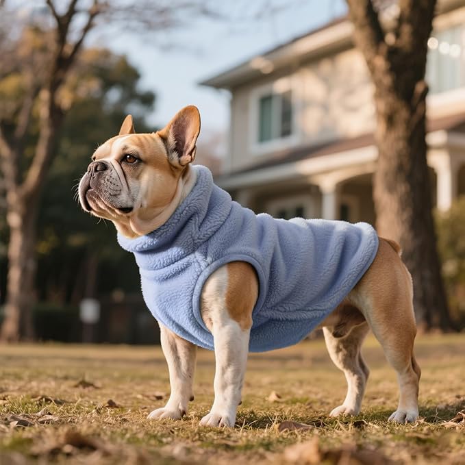 Idepet Dog Fleece Vest Sweater Zip Up Warm Pullover Dogs Jacket with D-Ring Leash Winter Cold Weater Coat Pet Sweatershirt Clothes Hoodie for Small Medium Dogs Boy Girl(Sky Blue,M)