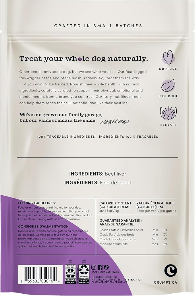 Crumps' Naturals Beef Liver Bites For Pets, 2.3-Ounce