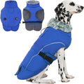 DENTRUN Large Dog Coat - Thick Fleece Lined Reflective Winter Jacket, Snap Closure & Leash Hole, Warm Thick Fleece Lined, Plush Turtleneck Vest for German Shepherd, Blue, XXL
