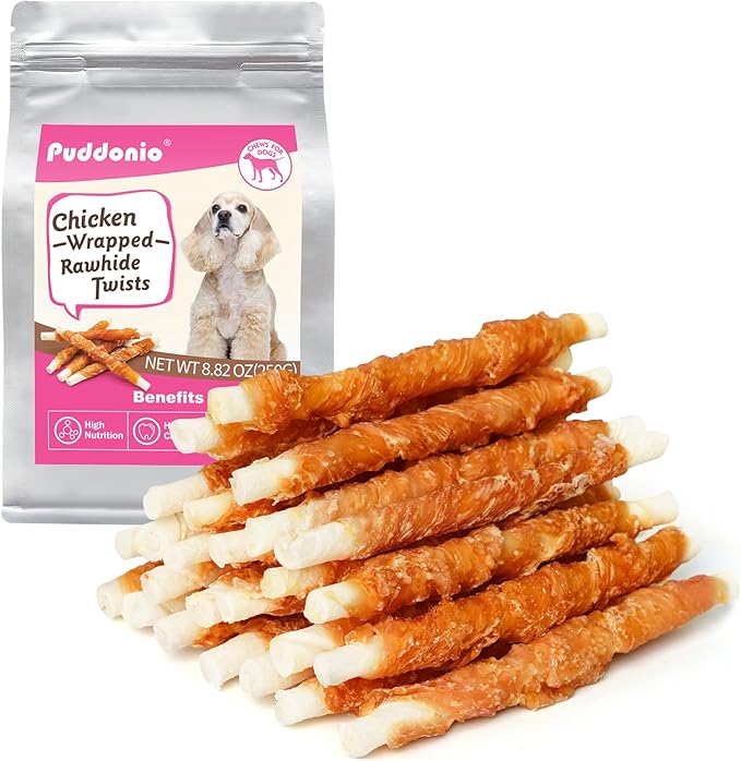 Dog Treats, 5 Inch Chicken Wrapped Rawhide Sticks for Dogs, Teeth Cleaning Dog Chew Snacks for Puppy and Small Dogs, 8.8oz