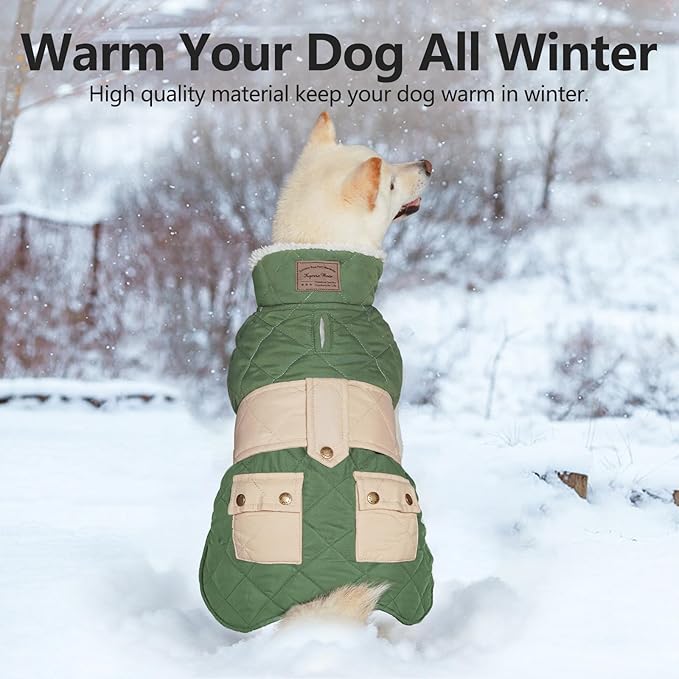 KYEESE Dog Coat Thick Cat Clothes with Pocket Warm Pet Winter Puffer Coat with Leash Hole Waterproof Dogs Jacket with Fleece Lined Soft Pet Sweater for Cold Weather Windproof Dog Coats for Small Dogs
