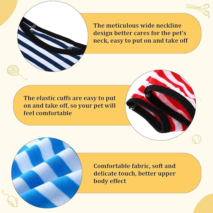 Geyoga 6 Pieces Dog Striped T-Shirt Cotton Breathable Pet Apparel Colorful Puppy Sweatshirt Clothes for Small to Medium Dogs Puppy(Dark Color,S)