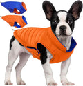 QBLEEV Reversible Dog Coat for Medium Dogs, Waterproof Windproof Winter Jacket Keeps Dogs Warm in Snow, Adjustable Hook & Loop Lightweight Dog Puffer Vest, Orange, L – Fits French Bulldog