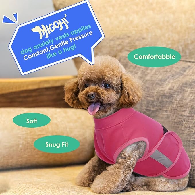 MIGOHI Dog Anxiety Relief Coat,Comfort Anxiety Vest for Dogs,Adjustable Anxiety Calming Wrap for Fireworks,Thunderstorms,Travel, Separation, Dog Anxiety Jacket for Small Dogs,XL,Rosered