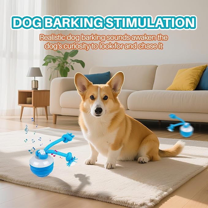 Interactive Dog Toys Multiple Modes Moving Dog Ball with Touch Activated queaky Dog Toy for Small/Medium Puppy Toys for Daily Training (Blue)