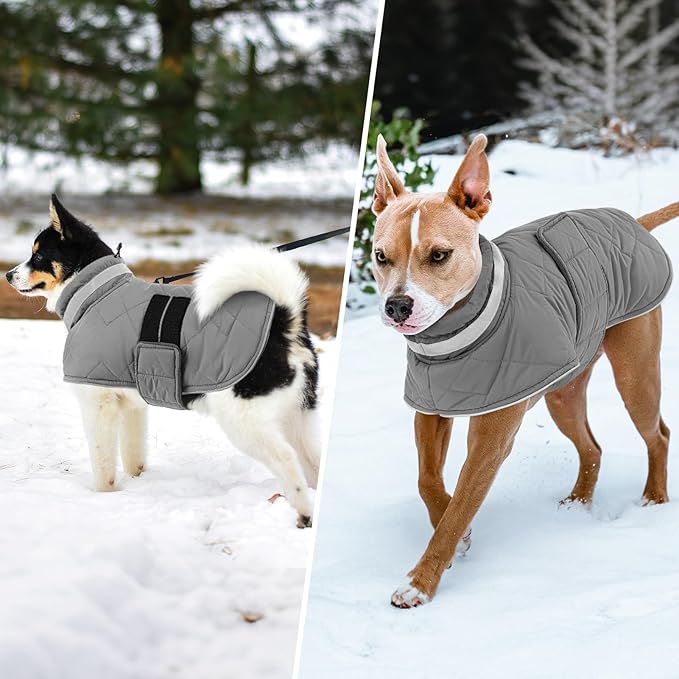 Dog Winter Coat Warm Padded Puppy Jacket Windproof Water Resistant Clothes for Small Medium Large Pets Christmas Sweater Outfit Vest(Grey, 2XL)
