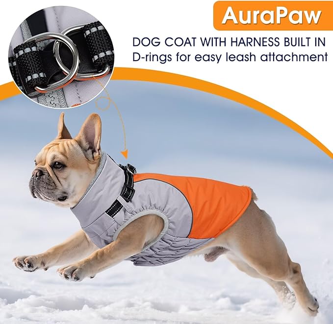 Dog Coat for Large Dogs,XXXL Waterproof Dog Jacket with Collar Built in,Reflective Winter Jacket with Fleece Lined Warm Cold Weather Coats for Extra Large Dogs,Pet Snow Jacket Suit,Orange,3XL