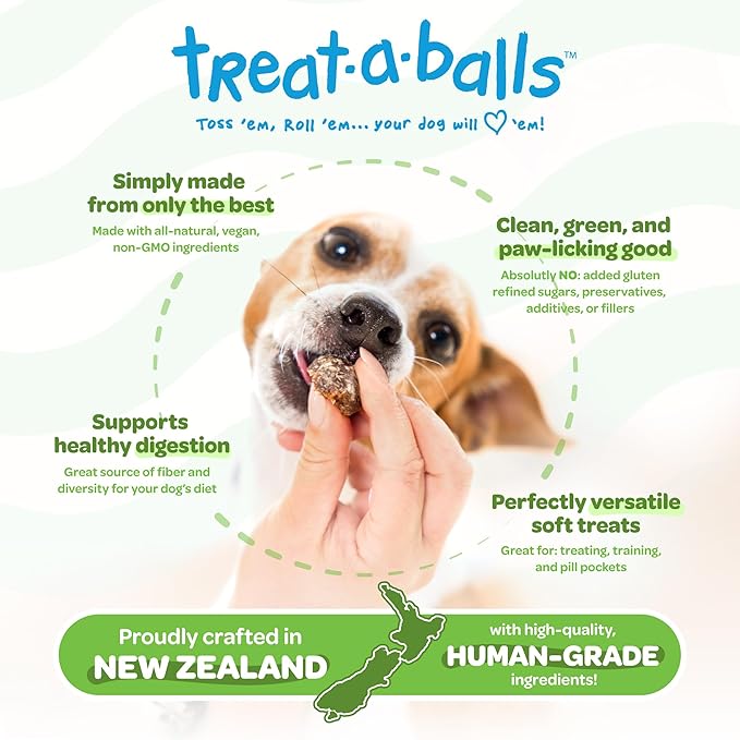 Mango, Chia, & Spinach Grain Free Dog Treats Soft - All Natural Dog Treats - Human Grade, Gluten Free, Non-GMO, Clean & Nutritious, Plant Based Vegan Ingredients - 18pk