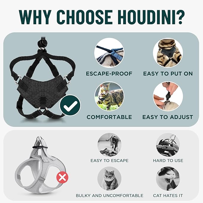 Houdini™ Escape Proof Kitten Harness and Leash Set by OutdoorBengal – Red, Small Cat Harness for Walking