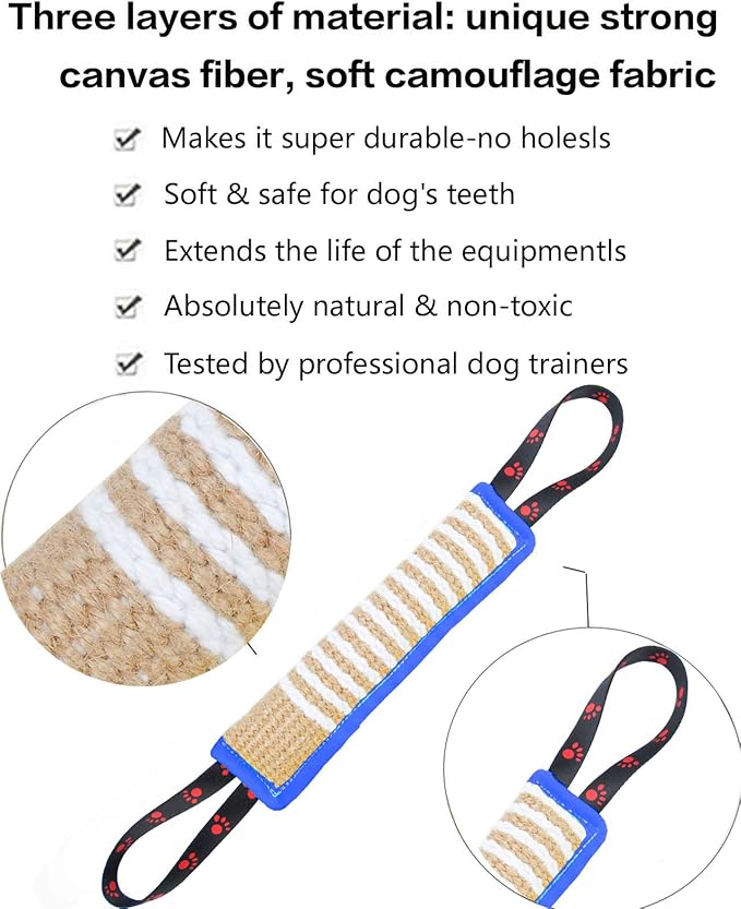 Clysoru Dog Tug Toy Dog Tough Jute Bite Pillow Lasting Training Equipment Puppy to Large Dogs Interactive Toy for Large and Small