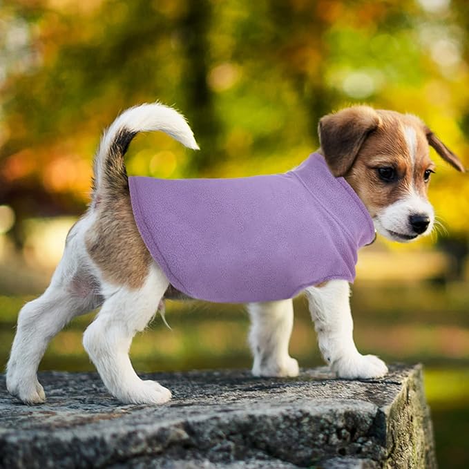 FUAMEY Dog Fleece Vest for Medium Dogs,Warm Stretchy Dog Sweatshirts Pullover with Leash Hole Dogs Sweater Soft Pet Turtleneck Cozy Pet Vest Lightweight Sleeveless Purple M