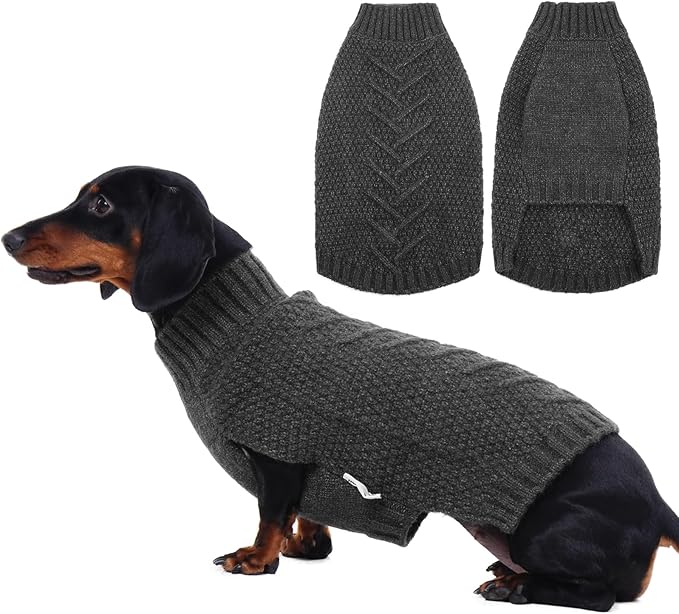 IECOii Medium Dog Sweater - Warm Sleeveless Sweater for Medium Dogs Girl Boy, Knitted Pullover Sweaters for Fall & Winter, French Bulldog Sweaters, Grey - L