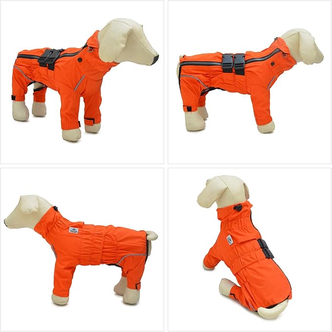 Dogs Waterproof Jacket, Lightweight Waterproof Jacket Reflective Safety Dog Raincoat Windproof Snow-Proof Dog Vest for Small Medium Large Dogs Orange XL