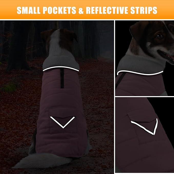 iBuddy Dog Winter Coats with Fleece Vest,Waterproof Warm Dog Snow Jacket Windproof, Reflective Adjustable Pet Dogs Cold Winter Coat for Dogs Girl Boy
