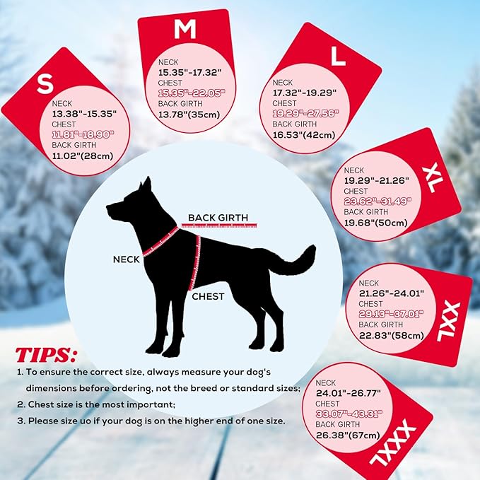 EMUST Dog Winter Coat, Thick Windproof Dog Jacket, Pet Winter Vest for Small/Medium/Large Dogs, Red, XXL