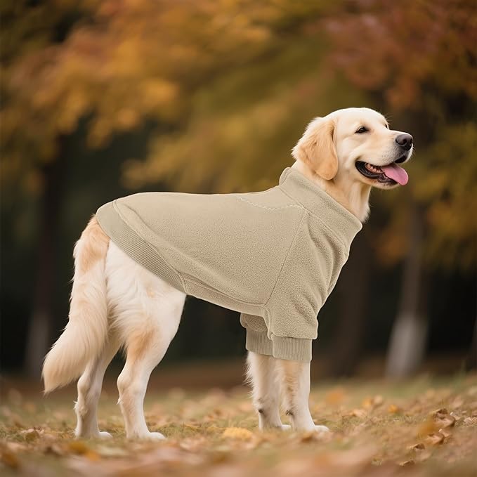 BRKURLEG Dog Sweater, Turtleneck Thick Dogs Sweatshirts Fleece Sweater, Dog Winter Coat for Small Medium Large Dogs, Pet Warm Sweaters with Zipper, Pullover Jacket with Sleeve (Light Coffee, XL)