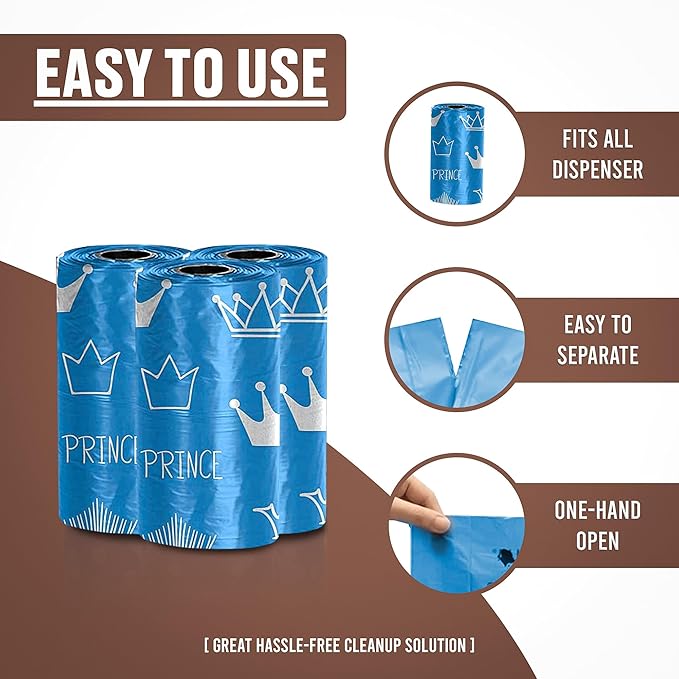 Parisian Pet Ecofriendly Dog Poop Bags Rolls - 320 Count Unscented Poop Bags For Dogs - Leakproof, Extra Thick, 16 Dog Waste Bags Refill Rolls - Prince Blue Doggie Poop Bags - Fits All Dispenser