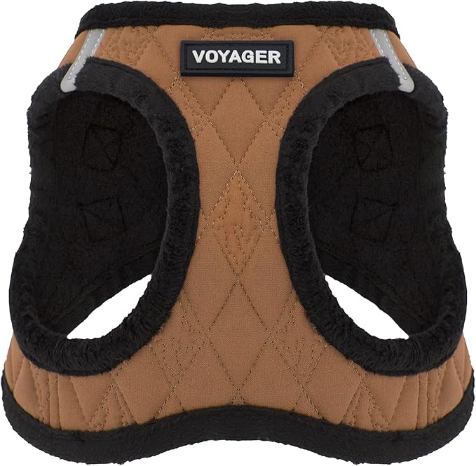 Best Pet Supplies - All Weather Mesh/Plush, Reflective, No Pull Harness for Small, Medium Dogs, Cats - Secure with Hook & Loop Fastener, Buckle, Double D-Rings - Beige Plush, XL