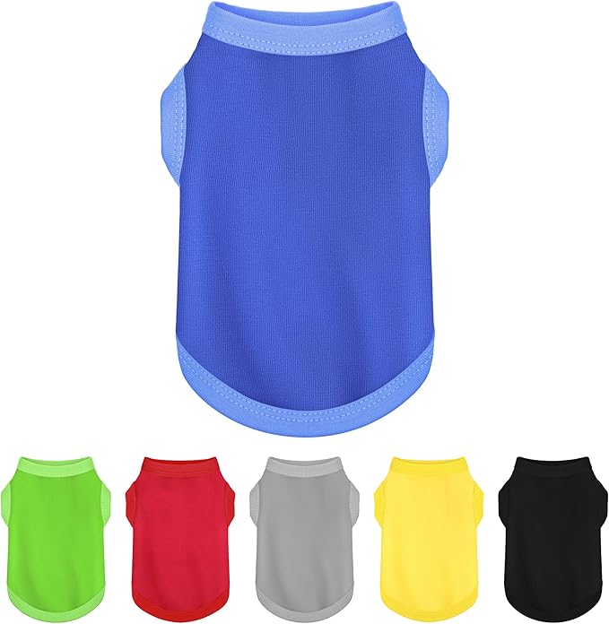Elevate Your Dog's Fashion Quotient with Colorful and Breathable Sleeveless Cotton Shirts! Perfect Pet Apparel for Small to Medium Dogs Blue XL