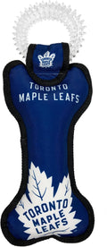 Pets First NHL Toronto Maple Leafs Dog Bone Squeak Toy with Cleaning Teething Ring