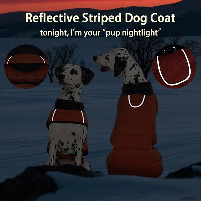 MIGOHI Lightweight Dog Coat, Windproof Dog Jacket, Puffer Jacket for Medium Dogs, Padded Vest with Reflective Strips, Warm Snow Vest in Cold Weather, Easy On Hook & Loop Belly, Caramel, M