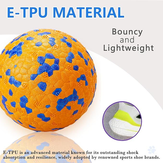2Pcs Super Bouncy Dog Balls, Fun Indestructible Tennis Balls for Aggressive Chewers, Durable Floating Fetch Toys for Small Dogs with Lifetime Replacement