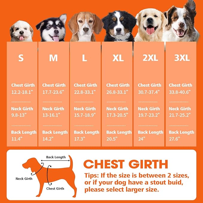 Fragralley Dog Coat Large, Waterproof Dog Jacket with Warm Fleece Lining, Adjustable Reflective Dogs Winter Coat, Turtleneck Pet Coats for Cold Weather (Orange L)