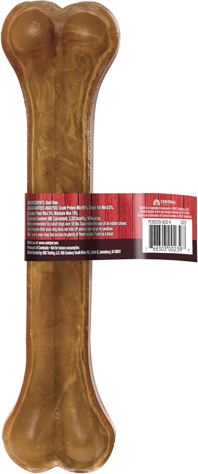 Cadet Premium Grade Pressed Beef Hide Bones 10 Inch, 1 Pack