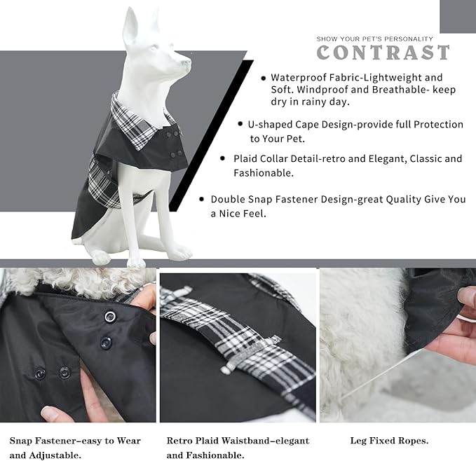 MAMORE Dog Jacket Waterproof Outdoor Vest for Smal Medium Large Dogs, Windproof Adjustable Breathable Lightweight Fashion Casual Dog Clothes (Black&White, XXX-Large)