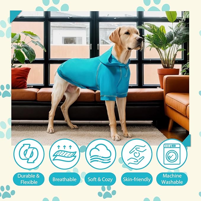 Basic Dog Hoodie Sweatshirts, Pet Clothes Hoodies Sweater with Hat and Leash Hole, Soft Cotton Outfit Coat for Small Medium Large Dogs, Royal Blue (Medium)