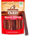 Natural Farm Bully Sticks, Odor-Free, (6 Inch, 12 Ounces), Packaged by Weight, 100% Beef Pizzle Chews, Grass-Fed, Fully Digestible Treats to Keep Your Puppies, Small and Medium Dogs Busy