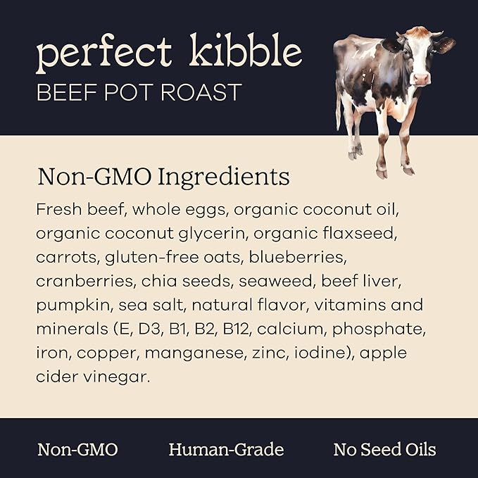 Yumwoof Perfect Kibble Non-GMO Air Dried Dog Food | Improves Allergies & Digestion with Organic Coconut Oil, MCTs & Antioxidants | Vet-Approved Soft Dry Diet | Made in USA (Beef 3.5lbs)