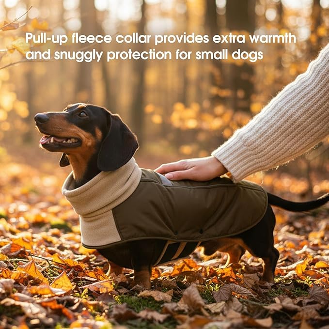 ASENKU Dog Coat, Dog Winter Jackets with Fleece Turtleneck, Windproof, Reflective Pet Snow Jacket for Cold Weather, Coats for Large Dogs, Army Green, XL