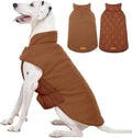 Kuoser Reversible Dog Coat – Warm Fleece & Quilted Waterproof Dog Jacket, Double-Sided Cold Weather Dogs Winter Coat with Harness Hole, Windproof Pet Snow Vest for Small Medium Large Dogs, Brown L
