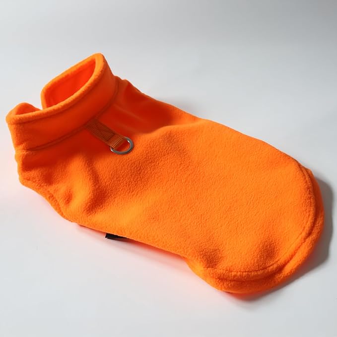 JACKO & CO - Fleece Vest Dog Sweater with Leash Ring - Soft, Warm & Lightweight Pullover Coat for Small & Medium Dogs, Puppies & Cats - Cozy Fall/Winter/Spring Pet Jacket (Pumpkin, Large 10-16lbs)