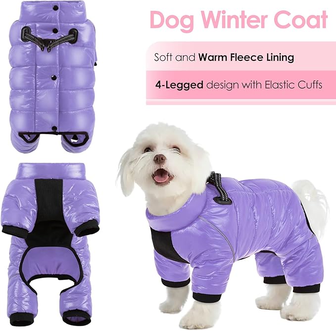 AOFITEE Dog Coat, Waterproof Dog Jacket for Winter, Warm Fullbody Dogs Snowsuit, Winter Coat for Small Dogs, Zip Up Pet Puffer Jacket Fleece Vest, Outdoor Reflective Cold Weather Pet Coats, S