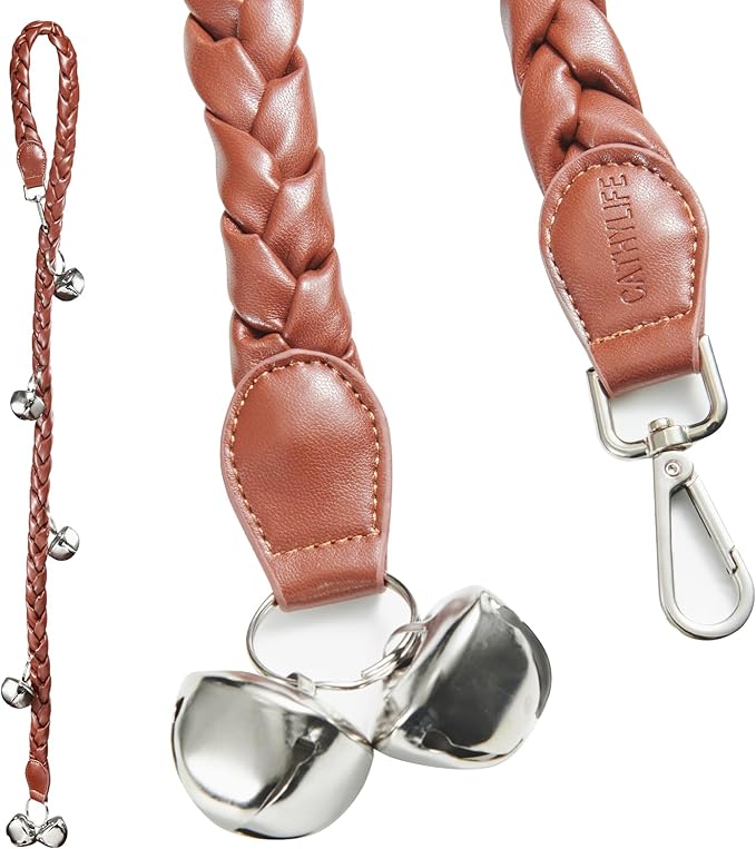 Dog Doorbells for Potty Training, Poly Urethane Puppy Door Bells, Hand-woven Dog Bells for Dog Training, Extra Loud Bells for Door Knob, Ring to Go Outside Doggie Pet Supplies. (Brown twist)