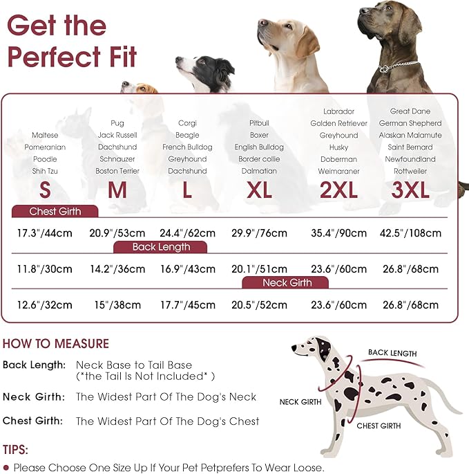Queenmore Dog Coats for Large Dogs, Dog Jacket, Warm Fleece Winter DogCoat with Harness Built in, Back Zipper Pet Jacket for Large Breeds, Thick Fleece Lining Pet Snowsuit, Burgundy 2XL