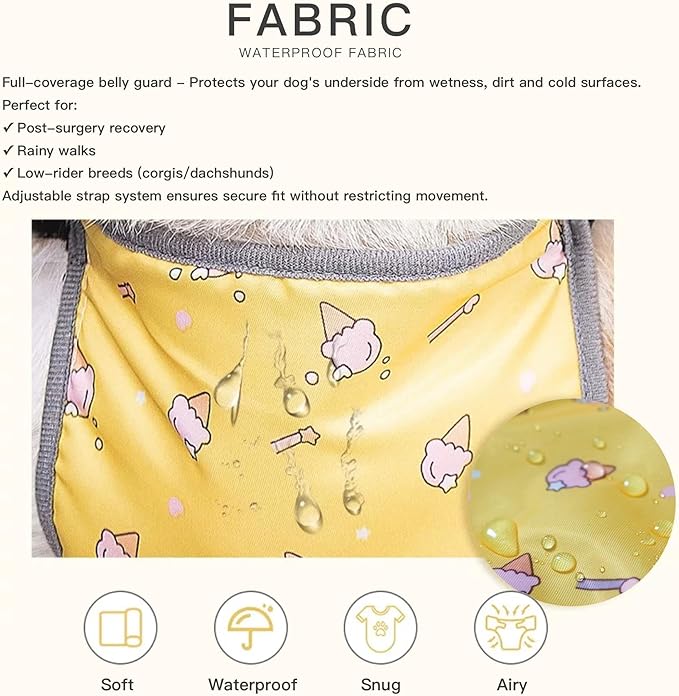 Waterproof Belly Shield for Corgis & Dachshunds – Adjustable underbelly Protector. Male/Female Designs. Stays Dry in rain, mud & Grass. Ideal for Sensitive Skin (Blue - Male, L)