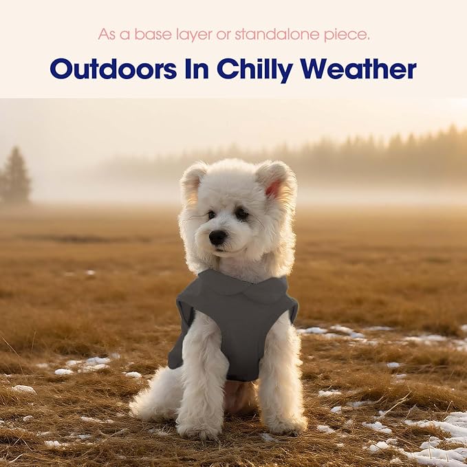 FUAMEY Dog Fleece Vest for Small Dogs,Warm Stretchy Dog Sweatshirts Pullover with Leash Hole Dogs Sweater Soft Pet Turtleneck Cozy Pet Vest Lightweight Sleeveless Grey XS